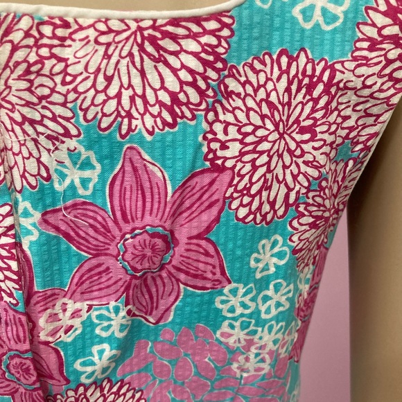 Vintage 90s Lilly Pulitzer Blue Dolphin Firecracker Print Shift Dress. Size 4 - Picture 7 of 7